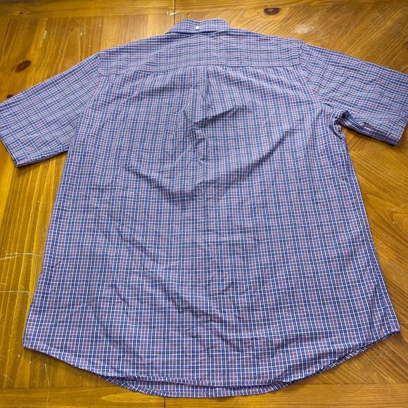 Foundry Supply Co Purple Blue Plaid Short Sleeve Button-Up XLT Shirt - Picture 3 of 6